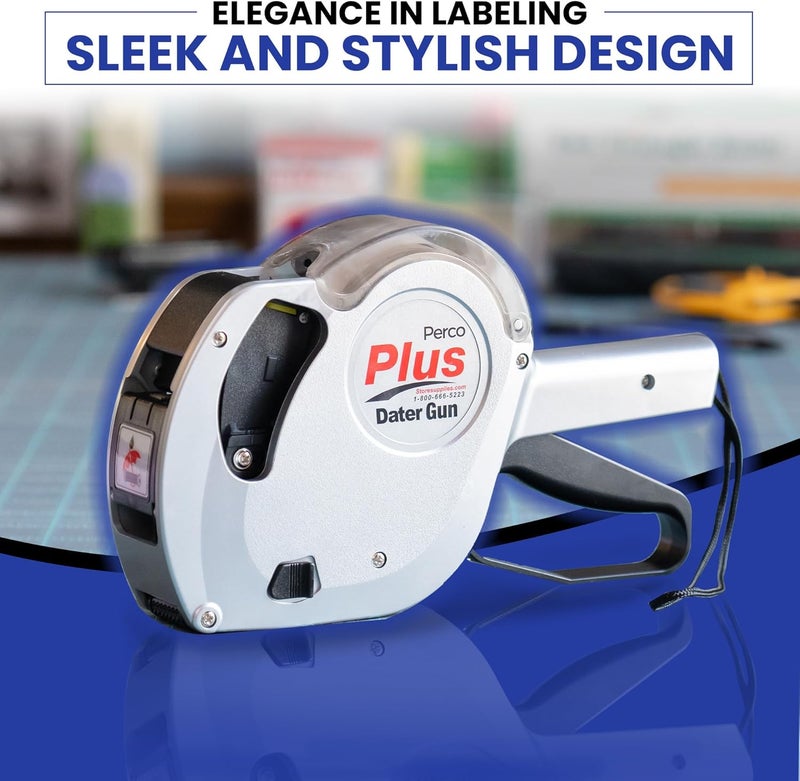 Perco Plus 1-Line Date Marking Gun with Labels Kit - Compares to Monarch 1131-01 Band Includes 1-Line 8-Character Band Date Labeler Gun, 9,000 Blank White Labels, a Label Scraper, and an Extra Inker - Image 4
